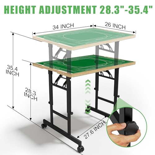 Image of CODACE Puzzle Table with Drawers - 1500 Pieces Folding Puzzle Tables for Adults, Tilting Jigsaw Puzzles Board with Sorting Trays, Table with Adjustable Height Legs and Wheels，Present for Puzzles Lover