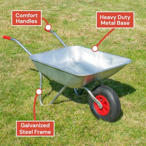 KCT 65L Garden Galvanised Steel Wheelbarrow with Pneumatic Tyre 5 KCT 65L Garden Galvanised Steel Wheelbarrow with Pneumatic Tyre - Image 5
