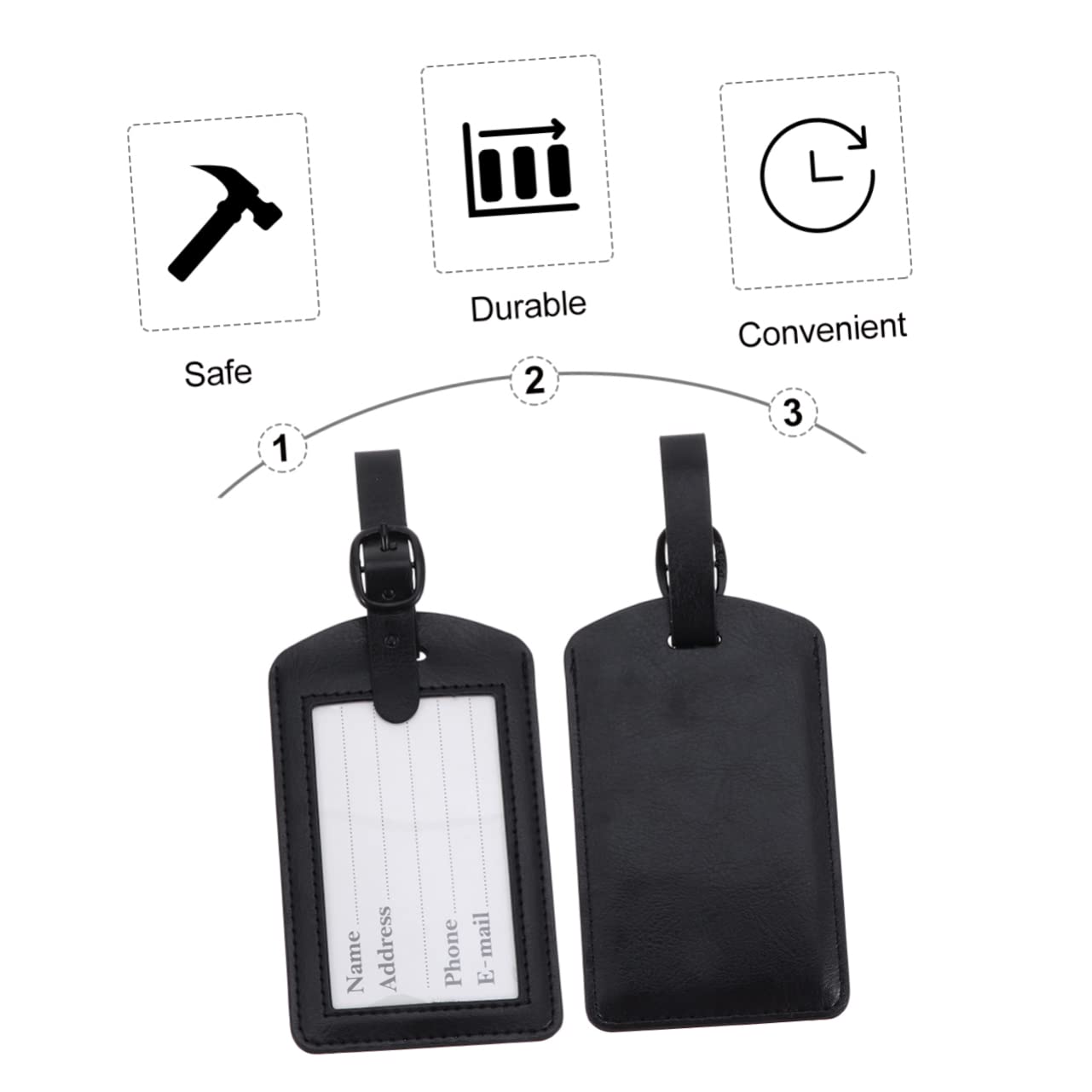 10pezzi Etichette Luggage Pu Per Viaggi Targhette Bagaglio Identificabili Design Resistente e Pratico Accessori Per Valigie Nero