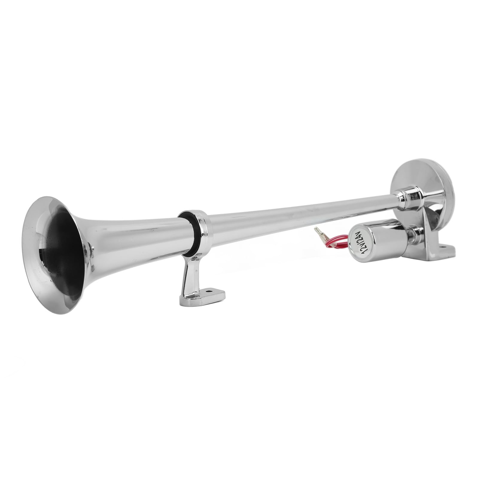 Tromba Elettrica Tromba 1 Tubo Per Treno Auto Barca In Lega Di Zinco Cromatura 135Db 450Mm 12V 24V,Alto Altoparlante