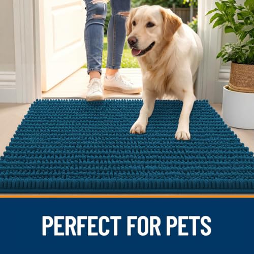 Image of OLANLY Dog Door Mat for Muddy Paws 40x32, Ultra-Absorbent Chenille Mud Mat