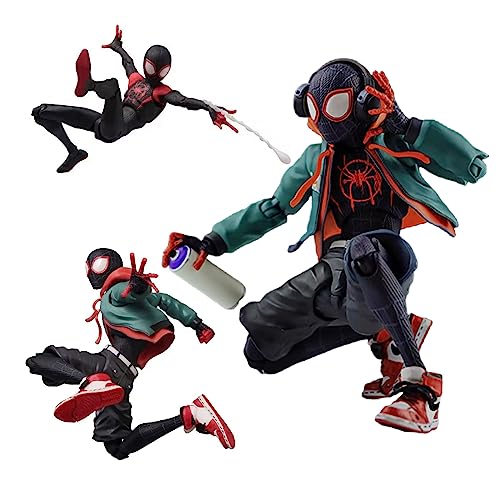 GilMelody Spider Mαn: Into The Spider-Verse Miles Morales Sentinel SV Super Heroes 6 polegadas / 16 cm Articulações Móveis Figura de Ação Modelo Colecionável Ornamentos Conjunto Caixa de Brinquedo