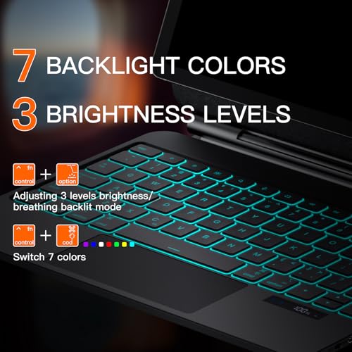 Image of JUQITECH Magic Keyboard Case for Samsung Galaxy Tab S6 Lite 10.4 Inch Magnetic Floating Cantilever Stand Wireless Backlit Multi-Touch Trackpad Keyboard, Battery Display for Tab S6 Lite 2024 /2022 /2020