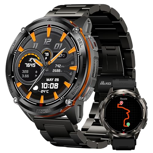 KOSPET Tank T3 Ultra 2 Montre Connectée Homme, GPS, Batterie de 60 Jours, 50M Étanche, Corps Entièrement en Métal, Boussole/Altimètre/Appel Bluetooth,...