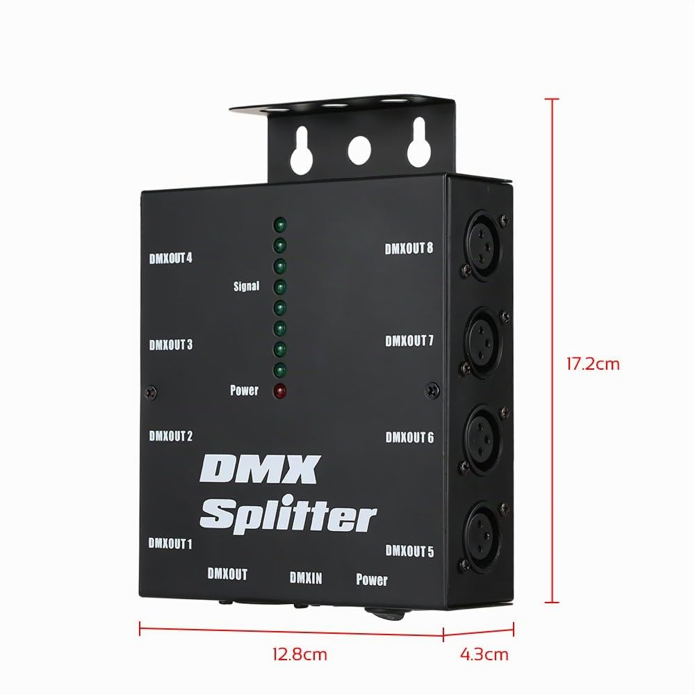 lixada DMX512 Répartiteur optique agit comme un DMX512 Vert eilver tärker pour la scène Éclairage, 8 canaux sorties indépendante, einzelteil Taille : 12.8 * 4.3 * 17.2 cm.