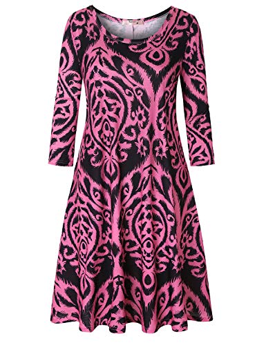 Image of Tanst Sky Womens Casual Round Neck Plus Size Floral Tunic Shirt Dress with Pockets