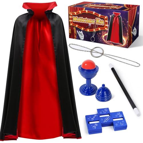 PATIFEED Zauberkasten, Zauberer Kostüm Set mit Umhang für...