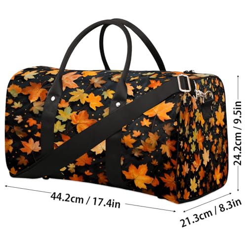 Maple Leaves Travel Duffle Bag, Sports Gym Bags for Women Men, Carry On Weekender Overnight Workout Airplane Trips Bag4