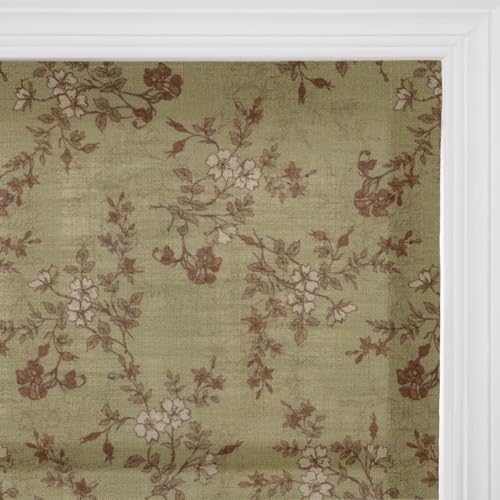 Image of TWOPAGES No Drill Cordless Vintage Floral Print Roman Shades Linen Textured Roman Blinds for Windows, Custom Made Room Darkening Light Filtering Roman Window Shades, Scarlett, 1 Piece