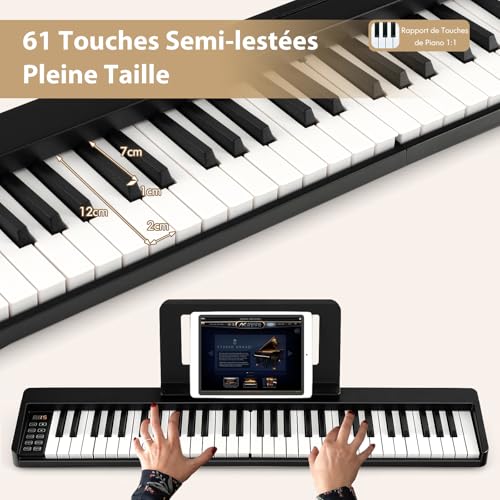 Piano numérique pliable 61 touches la solution compacte pour s'entraîner sans encombre - 4