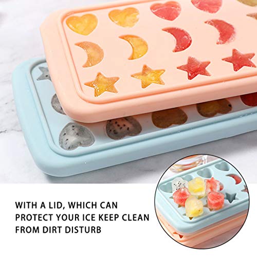 Osaladi Silicone Ice Cube Tray Mold 24-Cavity Heart Moon Star Shaped Chocolate Moulds Soap Mold Baking Molds Ice Making Mold For Kids Parties Blue #TOP6