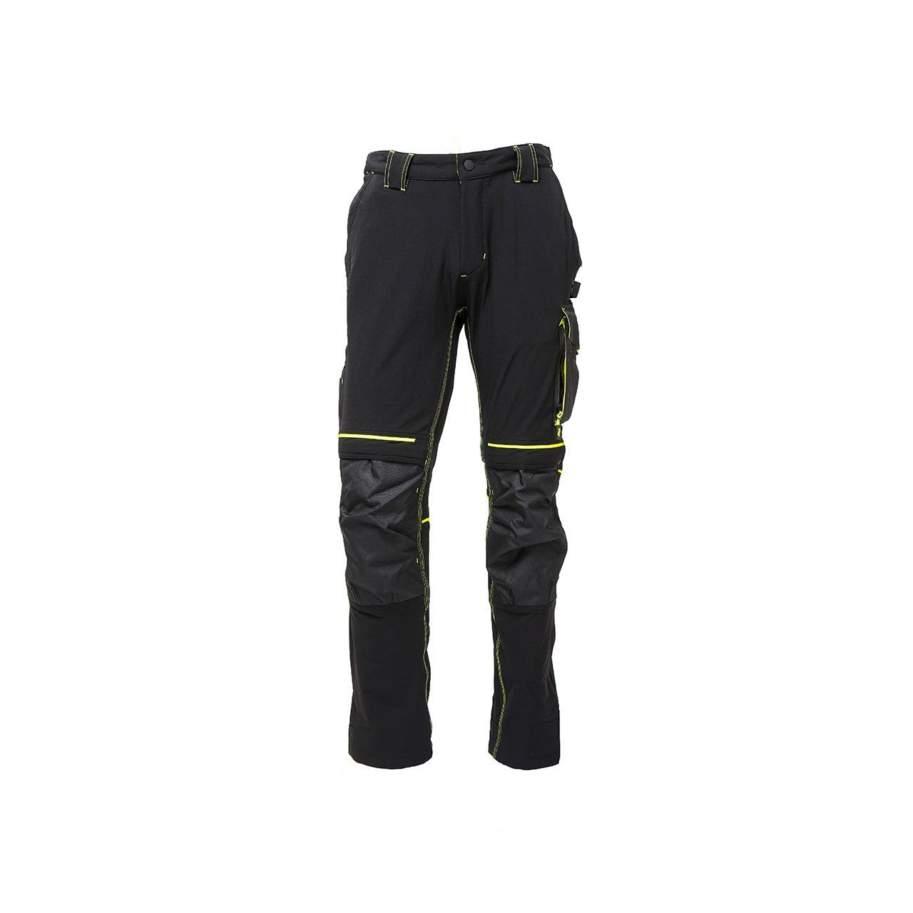 Pantalone U-Power Performance, Modello Atom, Slim Fit Elasticizzato, con Multi_tasche Frontali e Laterali, Tessuto Traspirante, Elastico in Vita, Cerniera di Chiusura (BLACK CARBON_S)