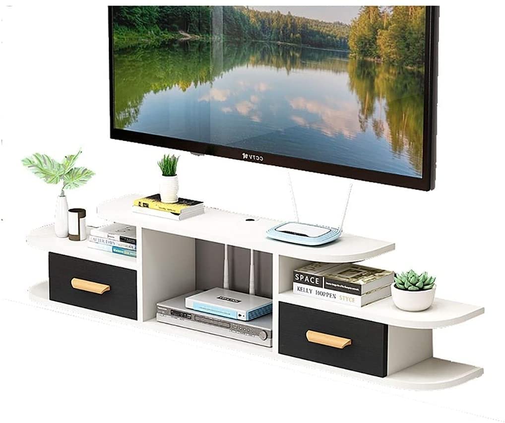 Meuble TV flottant design blanc laqué 120 cm meuble salon épuré