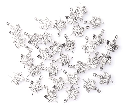 Ruwado 30 Pcs Maple Leaves Charms Metal Small Autumn Leaf