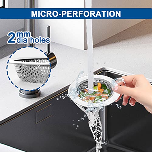 2Pcs Kitchen Sink Strainer - Stainless Steel Sink Strainers For Kitchen Sinks, Large Wide Rim 4.5" Diameter #TOP3