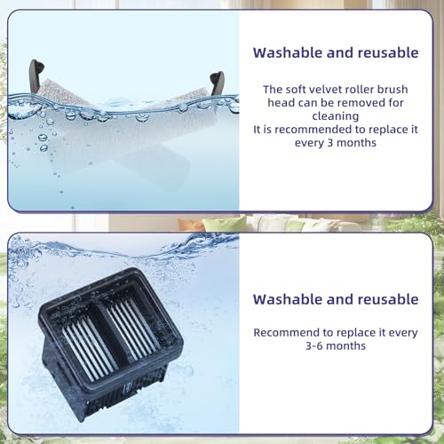 Aomiduo Zubehör für Dreame H12 Pro Ultra/H13 Pro Nass- und Trockensauger Ersatzteile, 2 Bürstenrolle + 2 Filter + 1 Reinigungsbürste