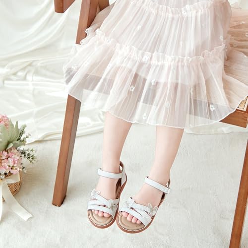 Image of Kolan Toddler Girl Sandals Open Toe Flat Princess Dress Shoes Little Kids