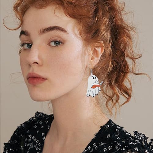 Halloween Ghost Earrings Wooden Cute Smile Spirit Pumpkin Bowknot Book Lightweight Sparkly Stud Earrings for Women Cosplay Costumes Jewelry2