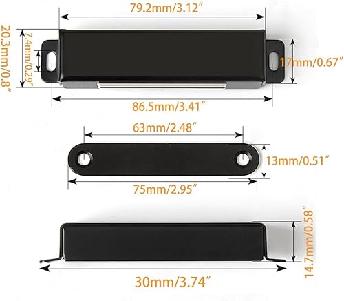 Miniatura 4 de Pestillo magnético para puerta de 70 libras, pestillo resistente para armarios, puertas de muebles, de acero inoxidable, bronce aceitado