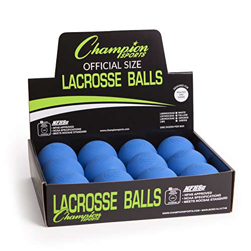 Champion Sports Colored Lacrosse Balls: Blue Official Size Sporting Goods Equipment For Professional, College & Grade School Games, Practices & Recreation - Ncaa, Nfhs And Sei Certified - 12 Pack #TOP4