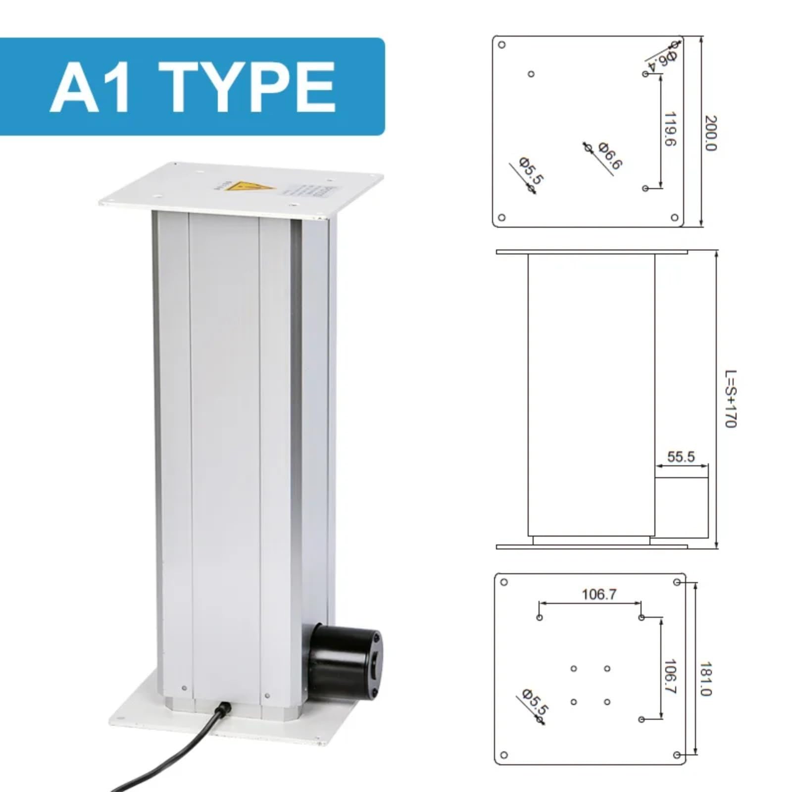 5000N Hebe Säule Aluminium-Aufzug 500kg Aufzug Präzision Hebeplattform Tisch Extensions-Säule Linear-Push-Stangen(100MM Itinerary; A1 2700N 9MMS; DC24V)