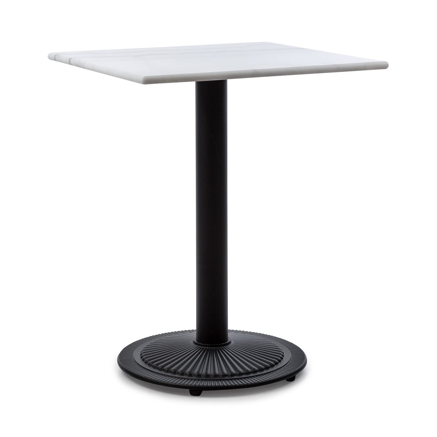 blumfeldt Patras Onyx Bistro Table - Art Nouveau style garden table, 60 cm x 60 cm marble tabletop, 72 cm height, for indoors and outdoors, cast iron base, weatherproof, round table base
