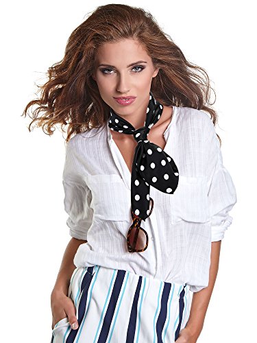 SATINIOR 1950s Chiffon Square Handkerchief Neck Scarf Satin Ribbon Hair Tie for Women4