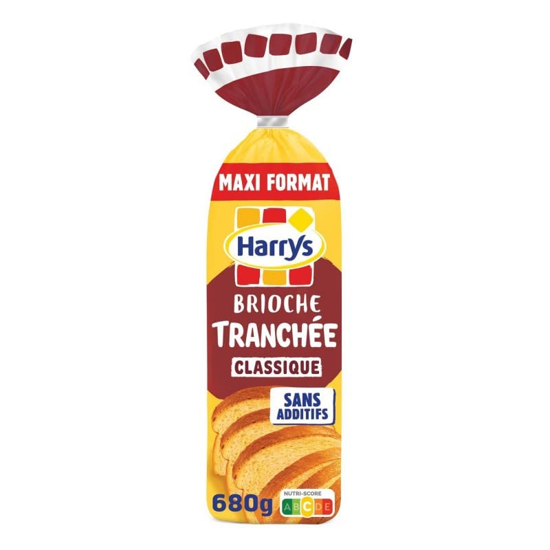 HARRYS - Brioche Tranchée Recette Classique - 680g de pur plaisir - Sans Additifs pour un petit déjeuner délicieux et sain - Maxi format pour en profiter plus longtemps. - Lot De 3 - Vendu Par Lot