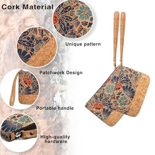 Image of boshiho Natural Cork Clutch Wristlet Wallet Cell Phone Card Holder Coin Purse Bag
