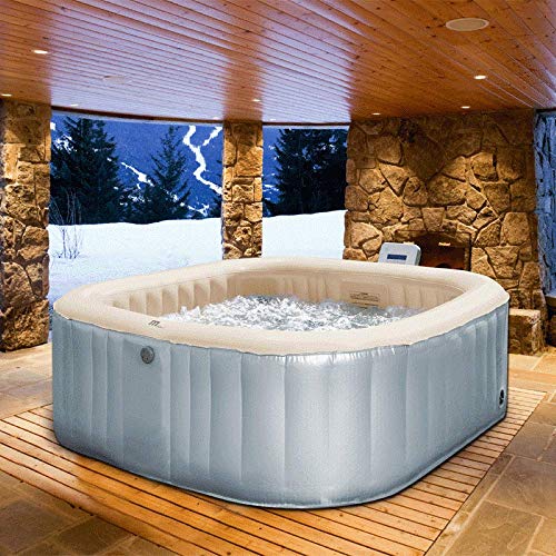MSPA Bliss Elite Jet Bubble Spa 6 Bathers Massage Outdoor Swimming Pool Inflatable Portable Hot Tub, Silver, 1.85x 1.85 x 0.68m