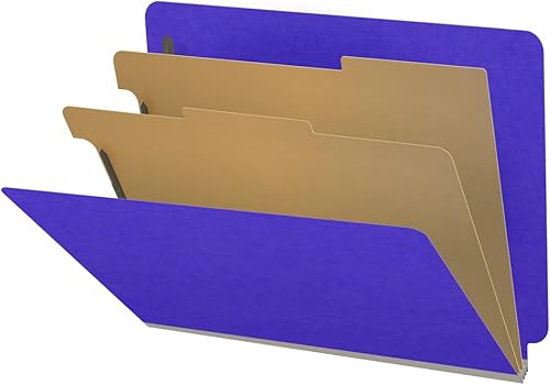 Carpetas de color resistentes con pestaña final, tamaño carta de 18 puntos, 2 expansiones, 2 divisores, morado (caja de 10)