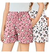 Arshiner Girls Pajamas Shorts Casual Summer Lounge Sleep Pj 2-Pack Plaid Shorts Beach Bottoms