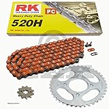 Kettensatz Inhalt: RK PC520H offene Kette in ORANGE mit Clip-Schloss und 110 Rollen, Ritzel mit 17 Zähne und Kettenrad mit 40 Zähne