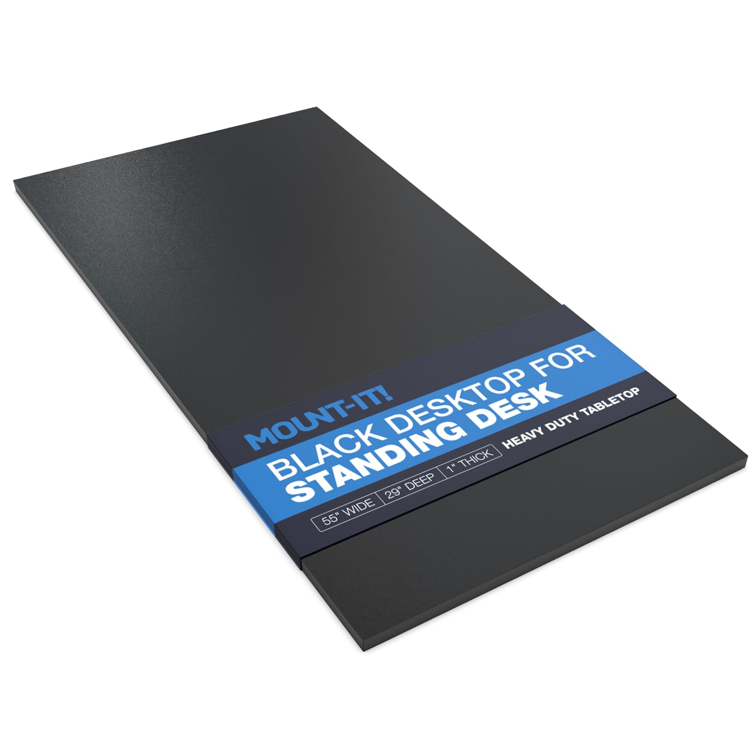 Mount-It! Tabletop for Standing Desk, 55" Wide, 29" Deep, 1" Thick Heavy-Duty Black Wood Table Desktop, Solid Single-Piece Surface for Adjustable