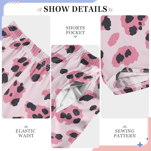 Boys' Pants Cute Leopard Cheetah Spots Pink Long Bottoms Jogger Pants Elastic Waist Trousers with Pockets S-XL4