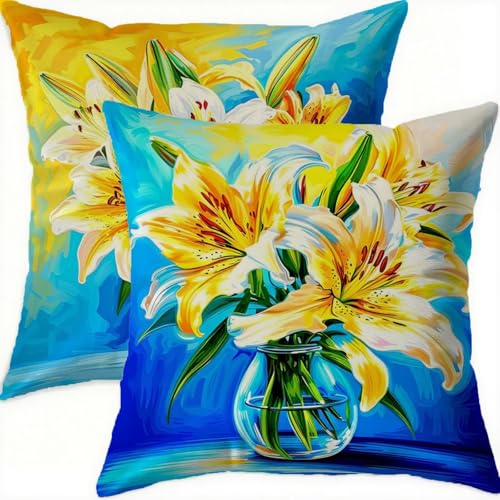 Housses de coussin velours double face 70x70 cm décoratives jaune - 2