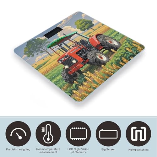 Báscula digital temática Tractor para peso corporal con pantalla LED miniatura 3
