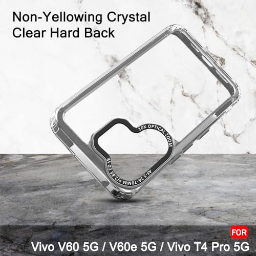 Image of TheGiftKart Hybrid Shockproof Back Cover Case for Vivo V60 5G / V60e 5G / Vivo T4 Pro 5G | Stylish Camera Border | Electroplated Buttons | Crystal Clear Hard Back Cover Case (TPU & PC, Smoked Bumper)