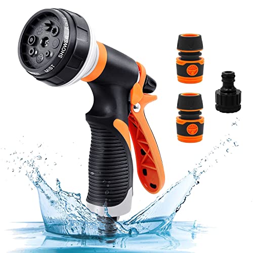 Garden Hose Pipe Spray Gun - High Pressure Anti-Leaking Hose Gun,8 Adjustable Patterns Garden Hose Nozzle Sprayer with Built-in Lock for Cleaning, Watering, Washing Cars, Bathing Pets