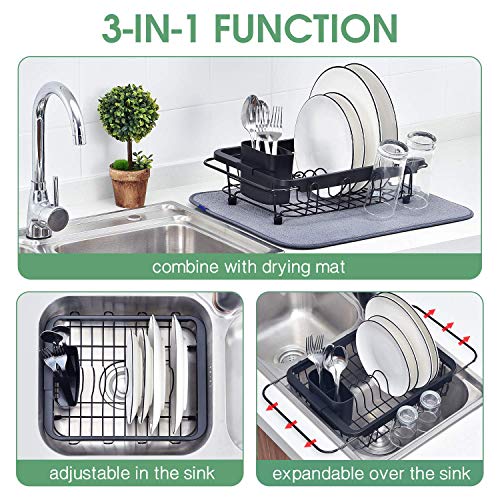TOOLF Expandable Dish Drying Rack Over The Sink Adjustable Dish Rack in Sink Or On Counter Dish Drainer with Utensil Holder Rustproof for Kitchen by TOOLF - Image 2