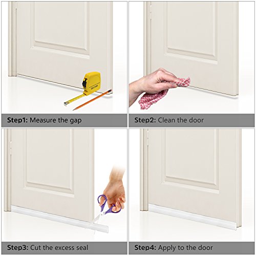 BAINING Door Draft Stopper Door Sweep for Exterior/Interior Doors, Weatherproofing Door Seal Strip Under Door Draft Blocker Seal, Soundproof Door Bottom Weather Stripping, 2