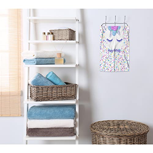 Aoyego Animal Unicorn Hand Towel Floral Feather Happy Birthday Blessed Quote Hand Drawn Star Dots Towels Cotton Face Towel Bath Kitchen Decor Set For Women Men Girls Boys 15X30 Inch #TOP3