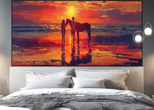 Diamond Painting plage XXL de 150x50 cm avec strass carrés complets pour décoration