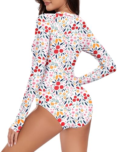 Image of Century Star UPF 50+ Long Sleeve Swimsuits for Women - Rash Guard Modest High Neck Surf One Piece Full Coverage Bathing Suit