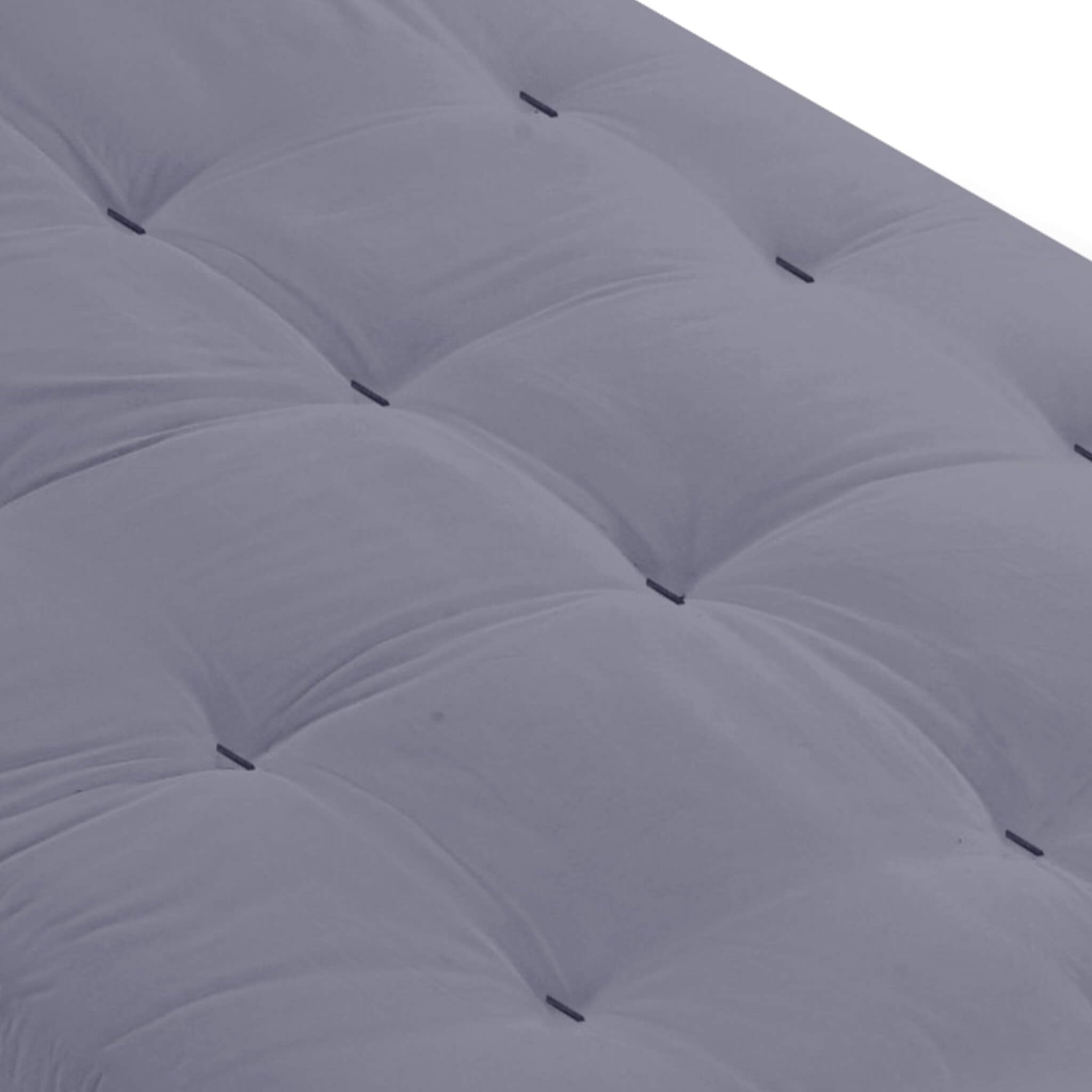Terre de Nuit - Ensemble Matelas futon en Coton et Structure en Bois Massif Taupe 140x200 Gris en Pin Massif - Gris