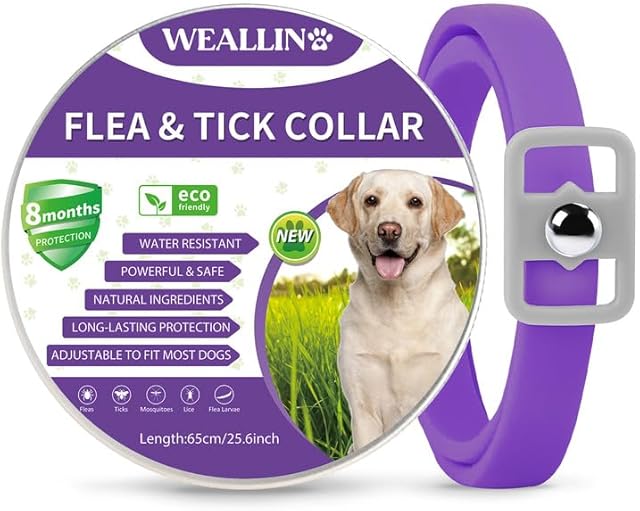 WEALLIN Collar for Dogs Repellent Purple, Built-in Pant-Based Formula Strong Repellency Slow Release Purple Dog Collars, 1 PC Lasting Deterrence and Protection, Water-Resistant Adjustable
