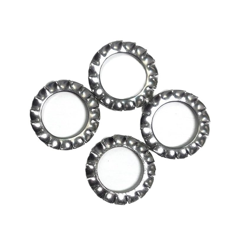 HQTek 300 Stück M2,5 M3 M4 M5 M6 M8 M10 M12 Edelstahl 304 Außenzahn-Sterndichtung Fächerscheiben-Sortiment-Set DIN6798