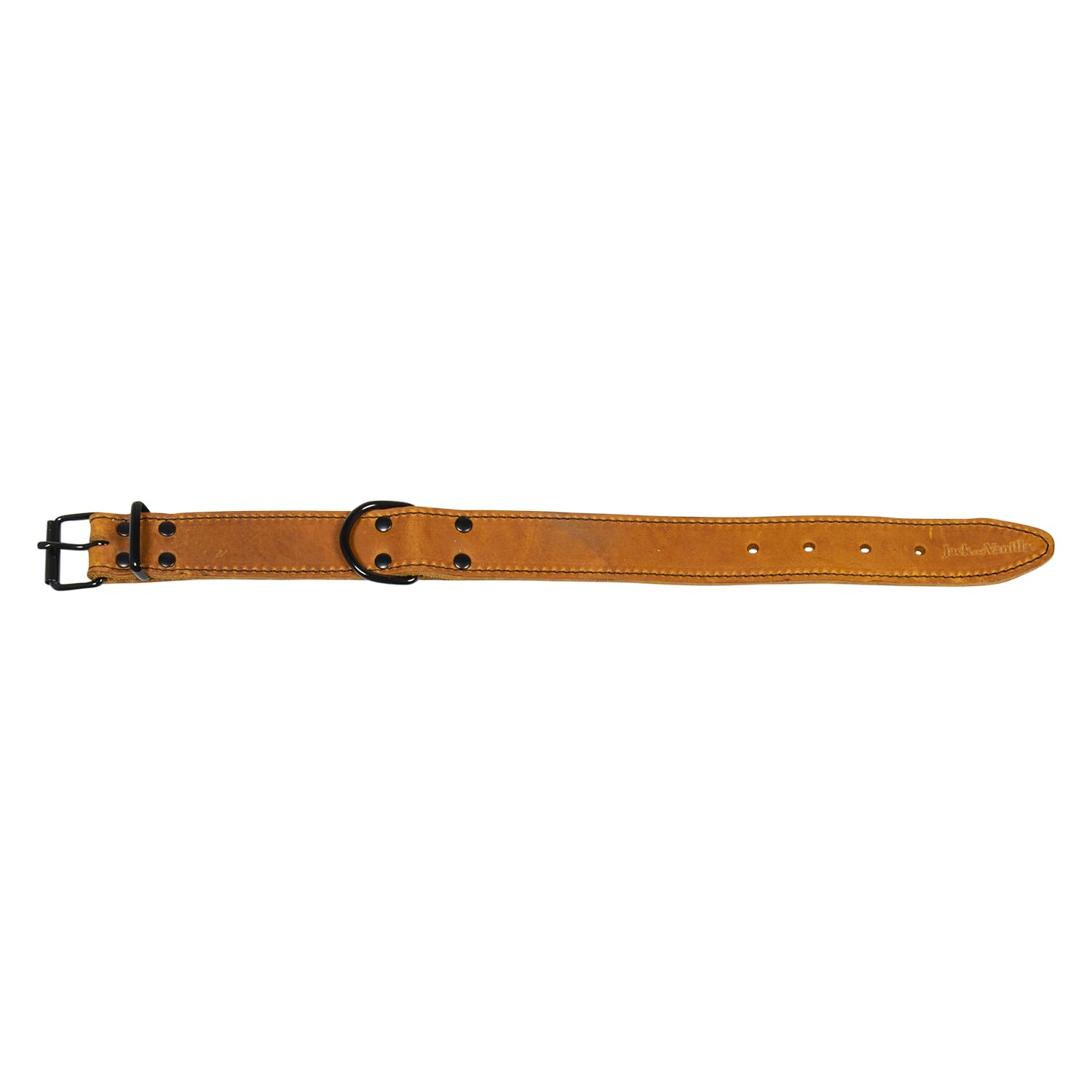 Collier large pour chien Jack and Vanilla en cuir cognac de qualité supérieure 40cm
