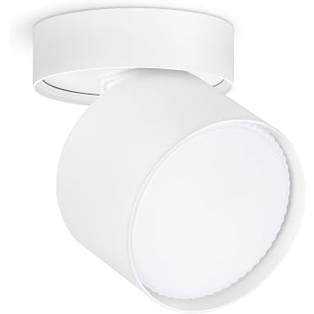 KYOTECH Swivelling LED Surface-Mounted Spotlight 230 V Diameter 82 x 80 mm White Surface-Mounted Spotlight Flat Includes 6 W 550 LM GX53 LED Bulb Warm White 3000 K Surface-Mounted Spotlights Round Ceiling Light [Energy Class E]