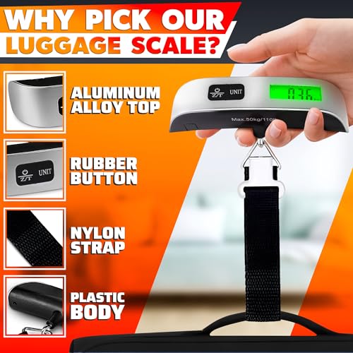 Luggage Weight Scale for Packages - Hanging Scales for Weighing Packages Portable Luggage Scale Travel Essentials 110lb/50kg - Small Suitcase Scale for Travel Accessories for Women & Men3